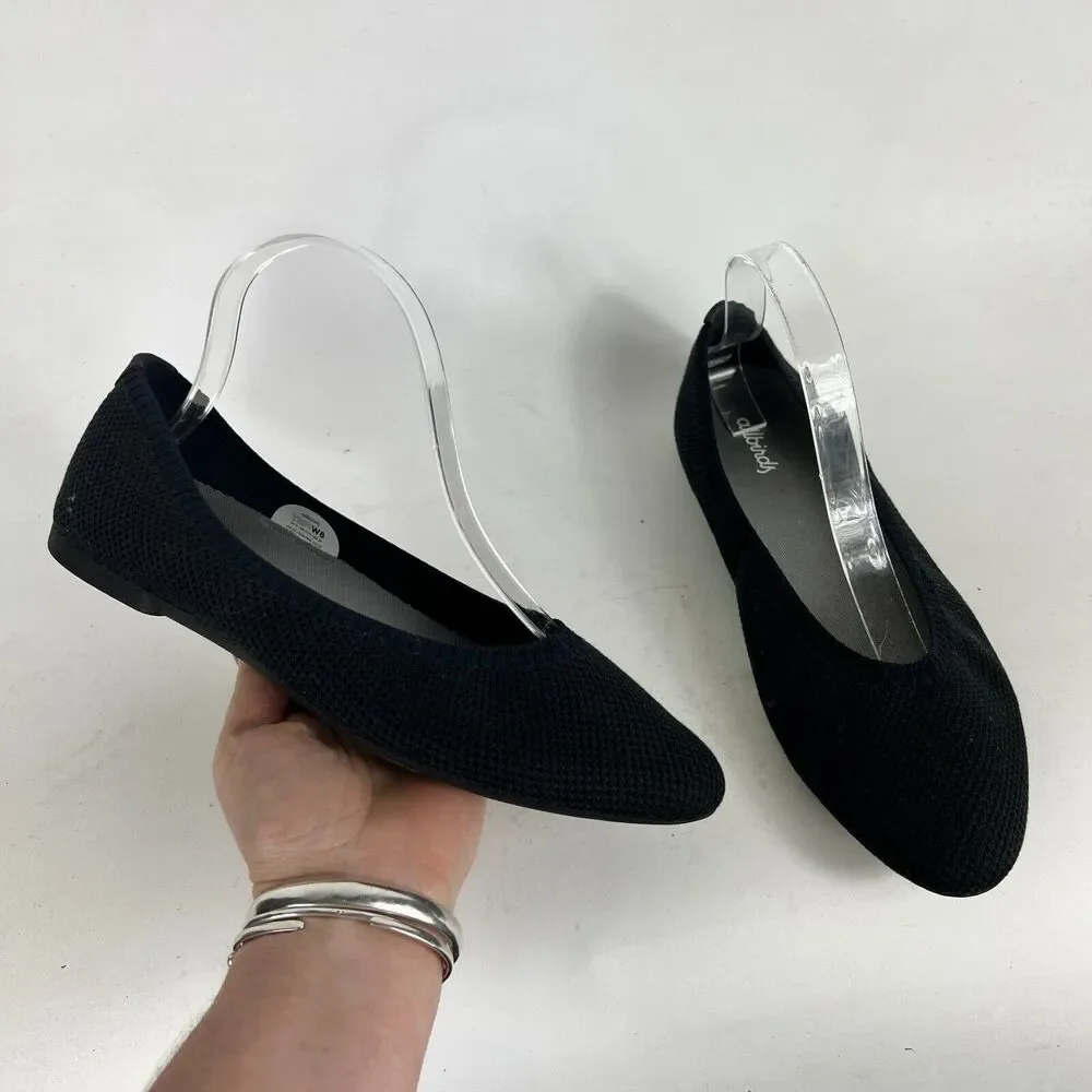 Allbirds Tree Breezer Ballet Flats Women's 8 Black Slip On Almond Toe Comfort